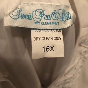 White pageant style dress, worn once, excellent condition, 16X plus size